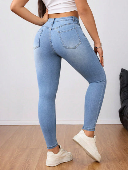 Women's Light Blue Stretch Denim Skinny Pants