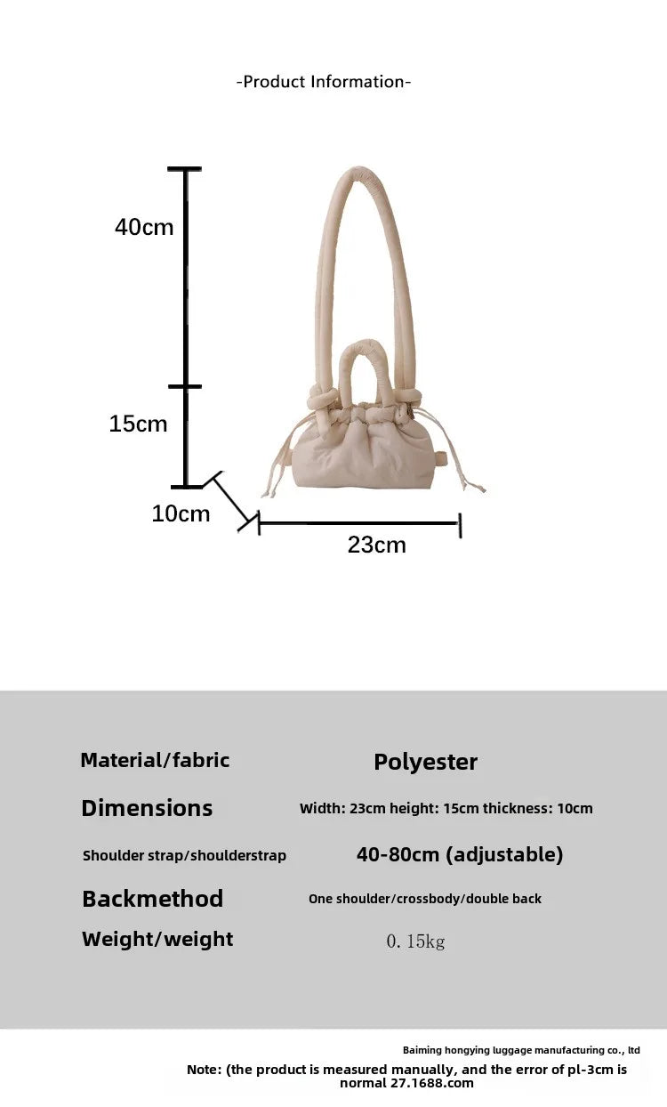 Women's Casual Single-shoulder Bag Large Capacity Nylon Backpack Women's Down Cotton Winter Tote Bag Portable Makeup Handbag