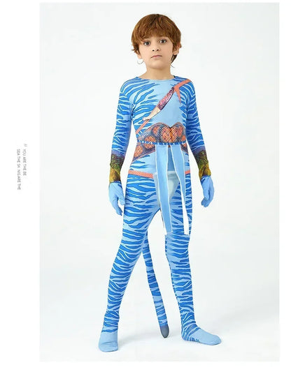 Avatar Costume for Kids Cosplay Alien Child Boy Girl Avatar The Way of Water Christmas Halloween Masquerade Party Dress Up
