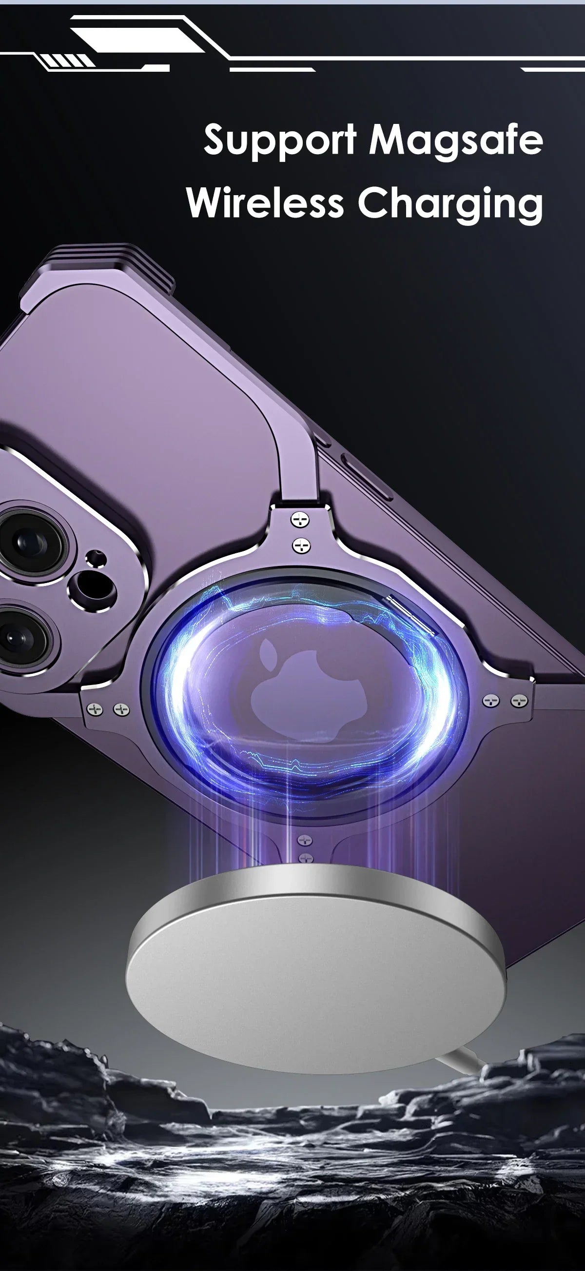 360° Stand Metal Rimless Magnetic Phone Case For iPhone 13 14 15 16 17 Pro Max Metal Bumper Lens Protection Metal Phone Cover