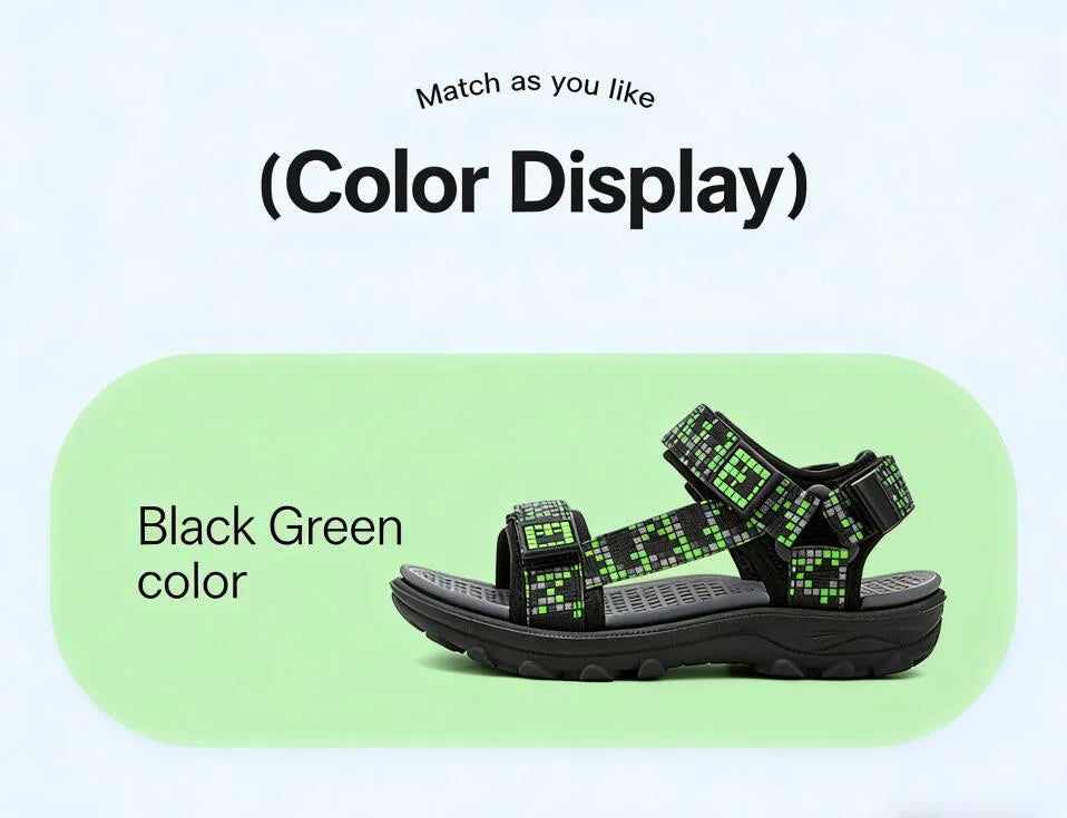 Boys Adjustable Hook Loop Sandals Non-Slip Wear-Resistant Breathable Soft Sole Casual Outdoor Beach Sports Shoes for Kids
