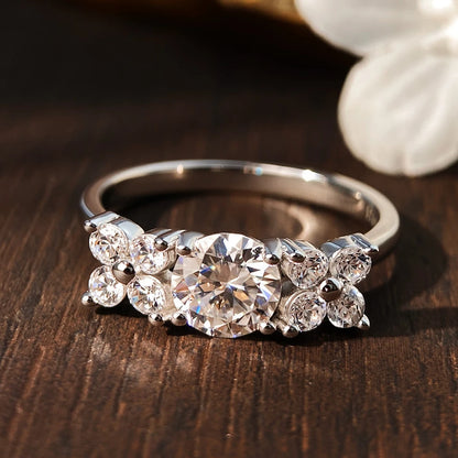 D VVS1 1ct Moissanite Engagement Rings for Women s925 Sterling Sliver Plated 18k White Gold Promise Ring for Her Gift