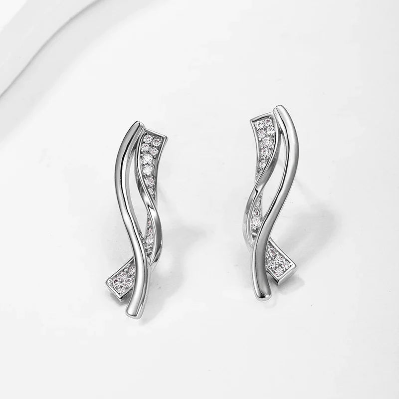 New Pass Test All Moissanite S-shaped Irregular Drop Earrings for Women Bridal Earrings Lab Diamond 925 Silver Jewelry