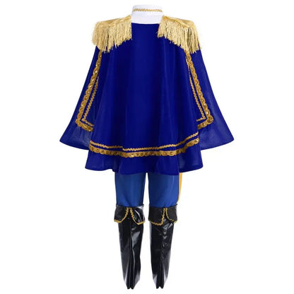 7 Pieces Boys King Carnival Costume Medieval Royal Prince Full Set Outfits for Halloween Birthday Party Fancy Dress Up