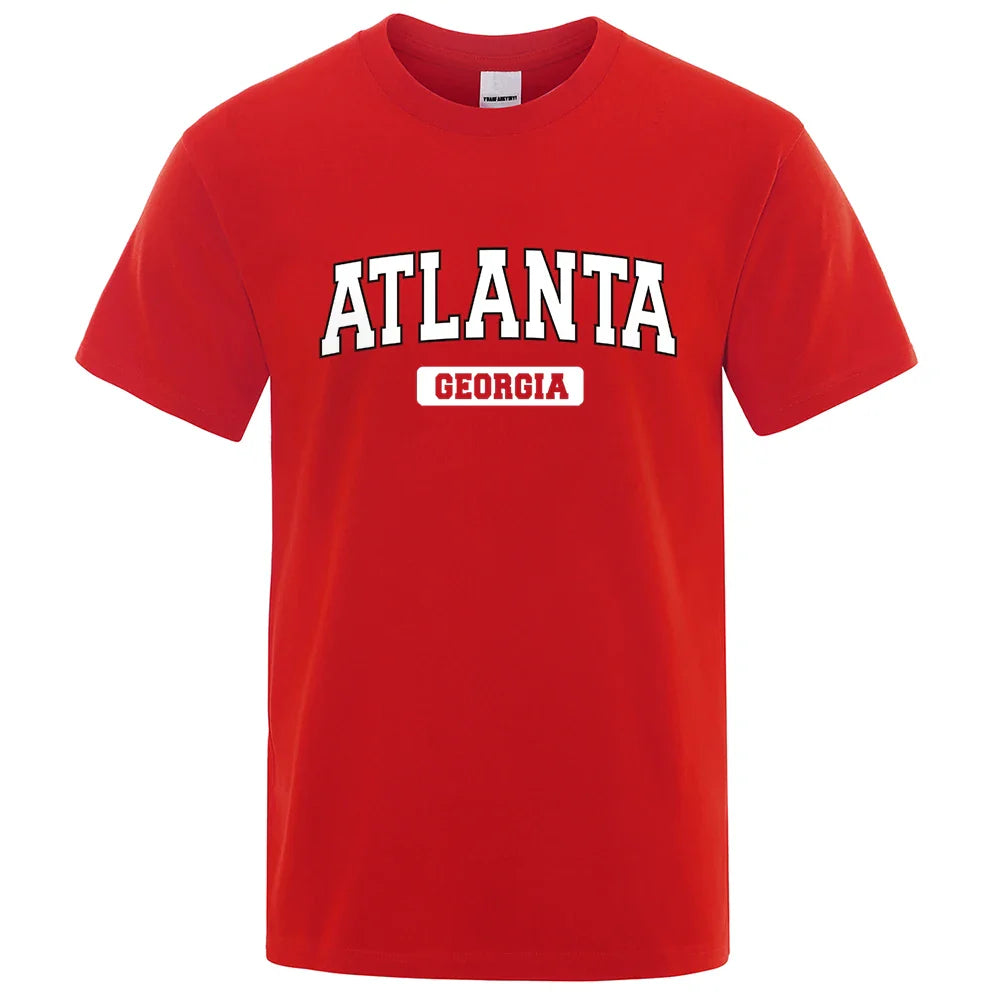 Atlanta Georgia Usa City Letter Tops Men Summer Oversize T-Shirts Cotton Loose T Shirts Fashion Breathable Male Short Sleeves