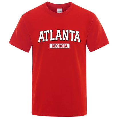 Atlanta Georgia Usa City Letter Tops Men Summer Oversize T-Shirts Cotton Loose T Shirts Fashion Breathable Male Short Sleeves