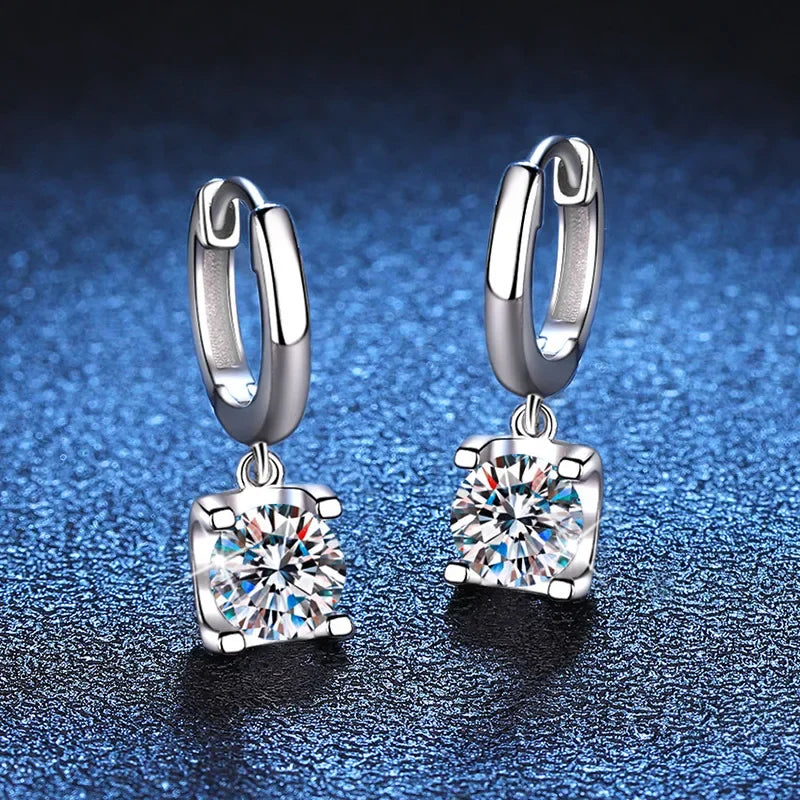 Trendy 0.5-1CT D Color Moissanite Diamond Drop Earrings for Women Ear Fine Jewelry S925 Silver Plated PT950 Earring Gift