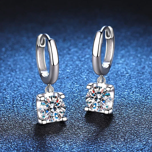 Trendy 0.5-1CT D Color Moissanite Diamond Drop Earrings for Women Ear Fine Jewelry S925 Silver Plated PT950 Earring Gift