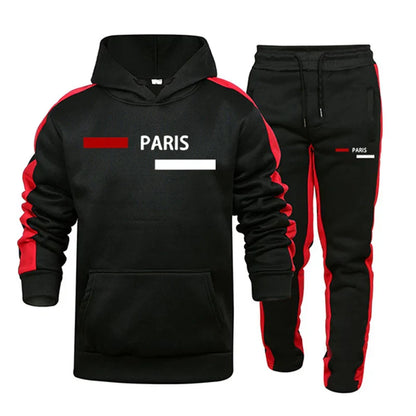 Hot Sales Mens Tracksuit Print Casual Hooded Sweatshirts 2 Pcs Set  Autumn Winter Sports Jogging Mens Clothing Street Sportswear