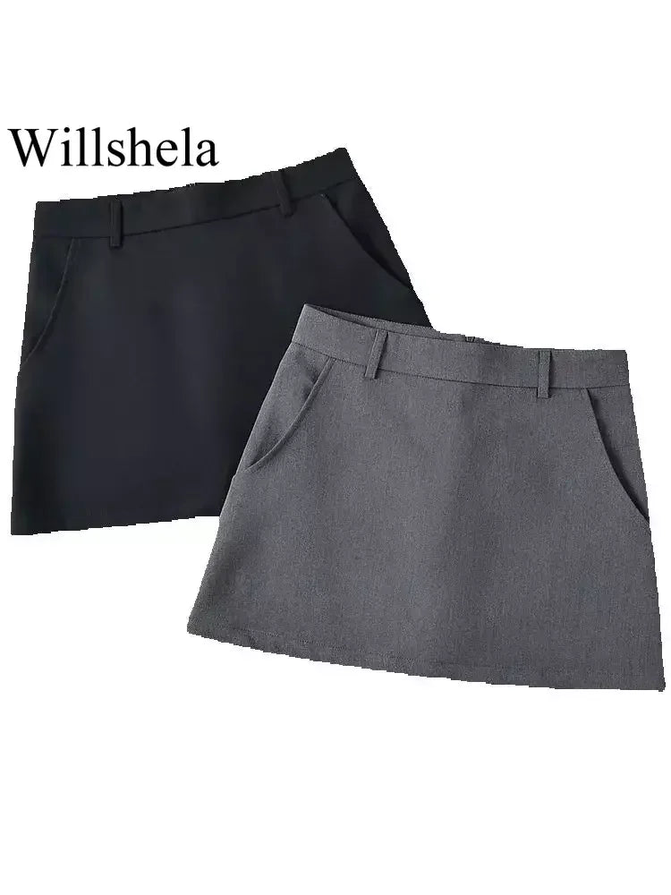 Women Fashion Solid Back Zipper A-Line Mini Skirt Vintage High Waist Female Chic Lady Skirts