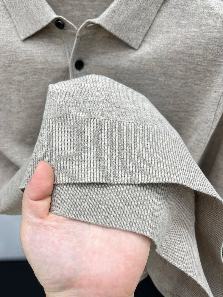 Men's Long Sleeve Fashion Casual Polo, Shirt Collar Pullover Sweater. Business Sweater T-shirt Golf Spring & Autumn Wool