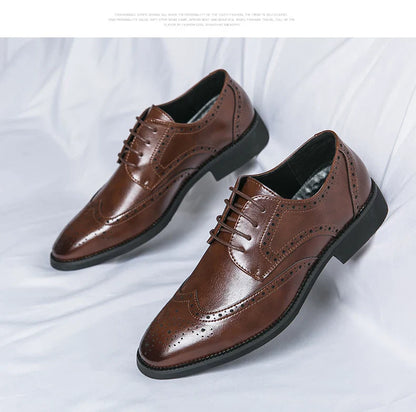 High Quality Height Increase Oxford Dress Shoes Men Genuine Cow Leather Suit Shoes Lift Brogues Wedding Formal Elevator Shoes