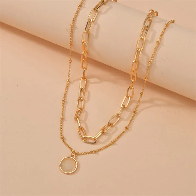Classic Pendant Necklace for Women Micro Zircon Turkish Lucky Evil Eyes Palm Cross Pearl Multilayer Metal Chain Choker Jewelry