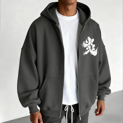 Anime Rengoku Kyoujurou Printed Zipper Hoodie Autumn/Winter  Men's and Women's Casual Sports Sports Shirt Top