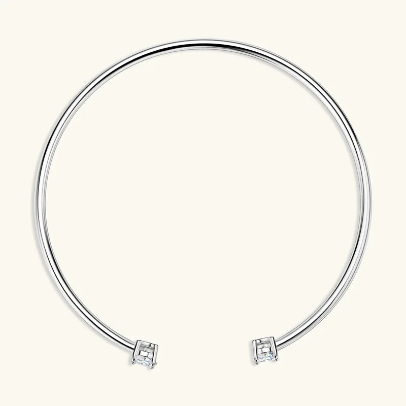 2-Stone 0.8ct Pear Cut Moissanite Cuff Bangle 925 Silver Open Hand Chain Bracelet Adjustable Diamond Jewelry For Women Gift