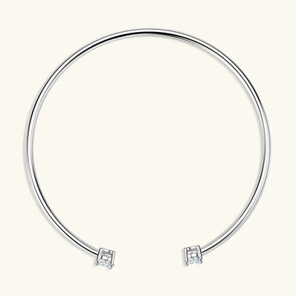 Dainty 0.5CT Round Brilliant Cut Moissanite Cuff Bangle for Women s925 Silver Lab Diamond Open Hand Chain Bracelet Gift