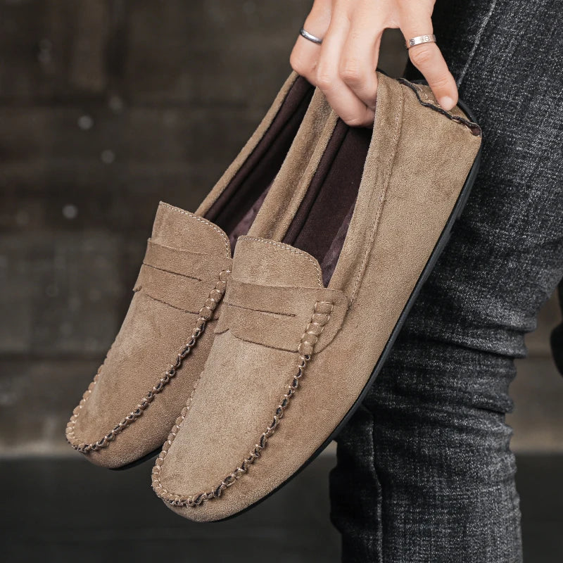 Sapatos Masculinos Casuais de Camurça, Respiráveis, de Couro, Loafers Masculinos, Slip-on, Sapatos de Dirigir Masculinos, Marca de Luxo, Sapatos Náuticos Confortáveis