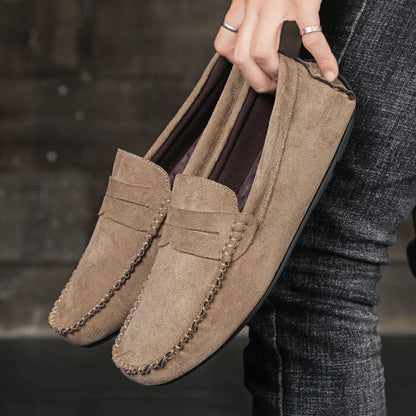Sapatos Masculinos Casuais de Camurça, Respiráveis, de Couro, Loafers Masculinos, Slip-on, Sapatos de Dirigir Masculinos, Marca de Luxo, Sapatos Náuticos Confortáveis