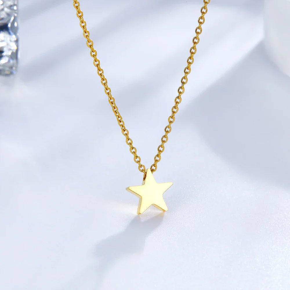 Heart Star Moon Pendant Necklaces Tiny Charms Stainless Steel Choker Women/Girls Y2K Sweater Boho Jewelry Collares