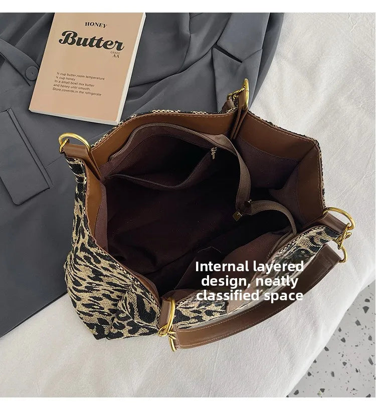 Best Selling Women's Bag, Retro Leopard Print Single Armpit Shoulder Bag, Large Capacity Tote Bag, Daily Handbag Women Shopping