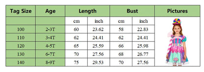 2026 Kids Purim Disguise Rainbow Candy Dress With Headband Lollipop Cosplay Costume Children Dress Birthday Carnival Party Gift