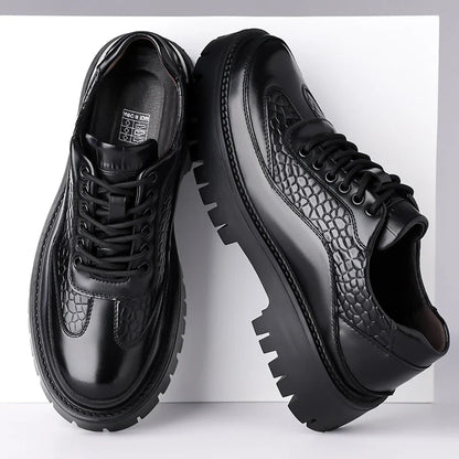 Retro Brown Men's Banquet Leather Shoes Thick Soled Wear-resistant Work Shoes2025 Classic Brand Men's Business Dress Shoes