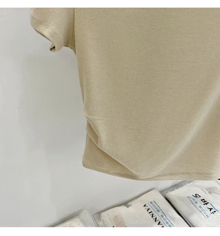 Womens Long Sleeve Off Shoulder T Shirts 2026 Tight Knit Sexy Slim Fitted Casual Women's Basic Tops Cropped T-Shirt