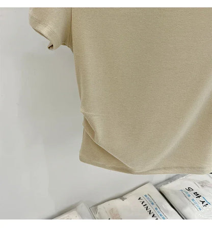 Womens Long Sleeve Off Shoulder T Shirts 2026 Tight Knit Sexy Slim Fitted Casual Women's Basic Tops Cropped T-Shirt