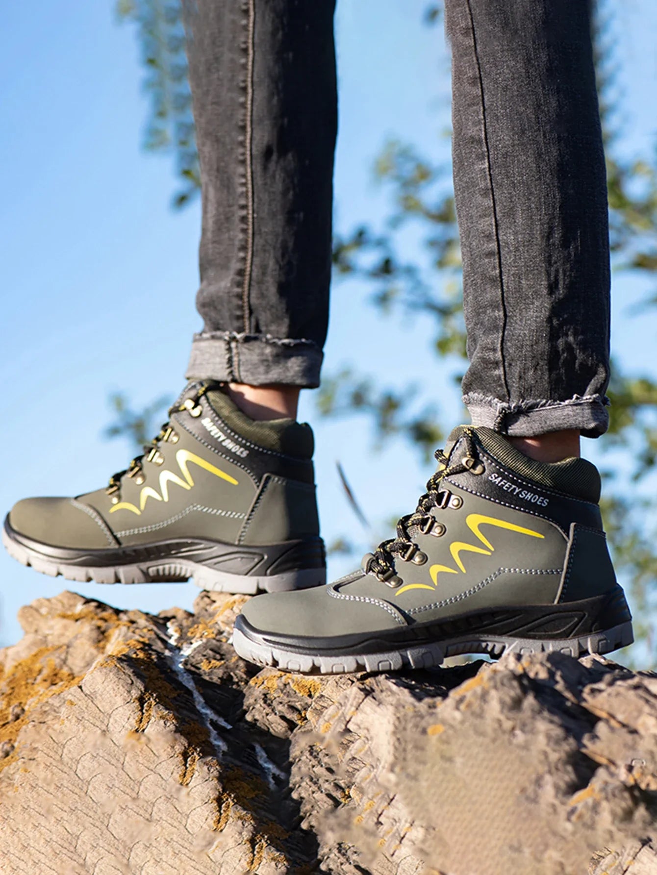 Waterproof Men's Safety Work Boots Steel Toe Shoes Anti Impact And Anti-Puncture Outdoor Adventure Hiking Industrial Boots