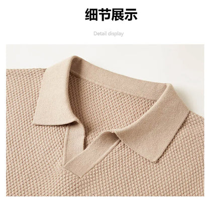 Men's Stretch 100% Cotton Polo Shirt - Pineapple Knit Seagull Collar, Breathable Short Sleeve Tee with Flexible M-4XL 6 Colors