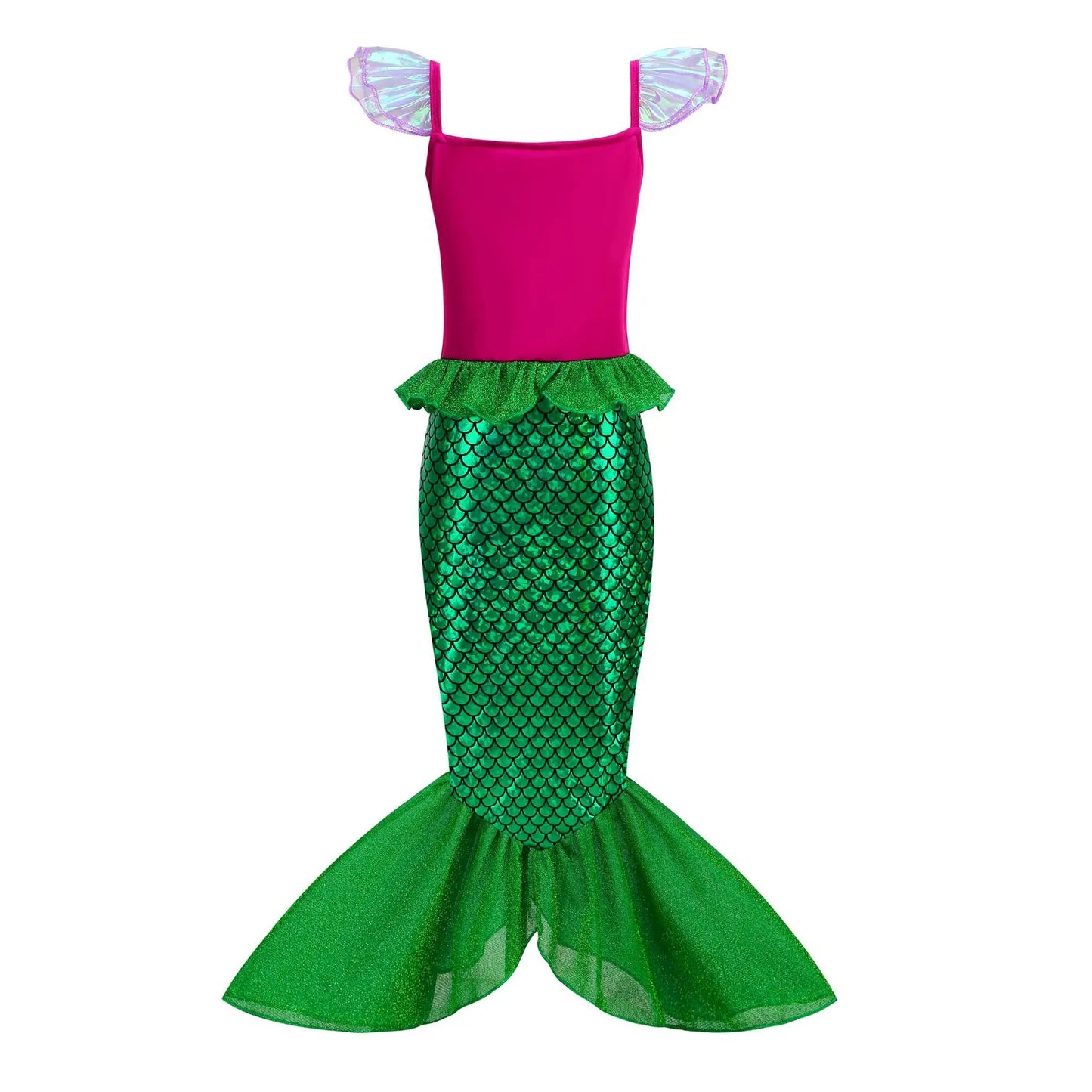 Little Mermaid Ariel Princess Girl Dress Up Charm Costume Kids Birthday Party Disguise Luxury Fishtail Clothes Wigs Sets