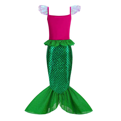 Little Mermaid Ariel Princess Girl Dress Up Charm Costume Kids Birthday Party Disguise Luxury Fishtail Clothes Wigs Sets