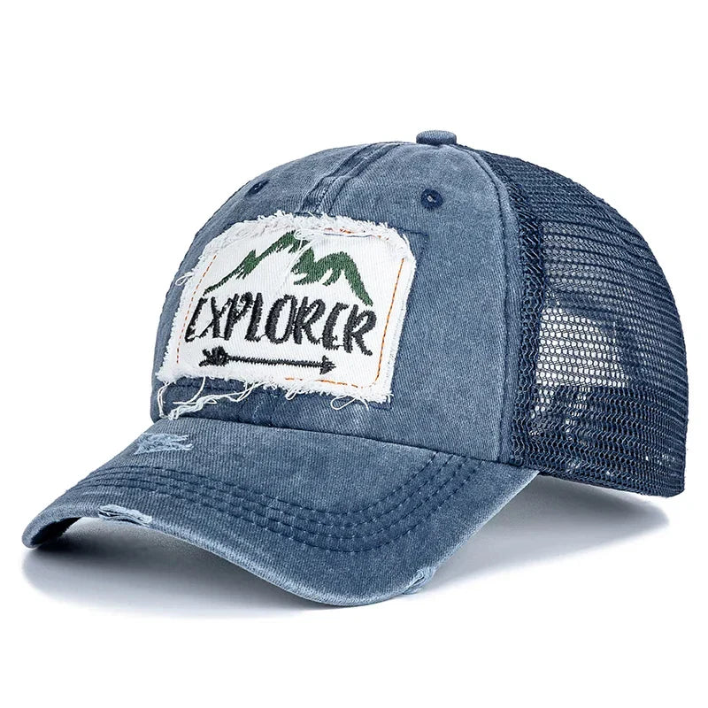 Unisex Washed Cotton Cap Mountain Embroidery Vintage Baseball Caps Men Women Adjustable Breathable Outdoor Streetwear Sports Hat