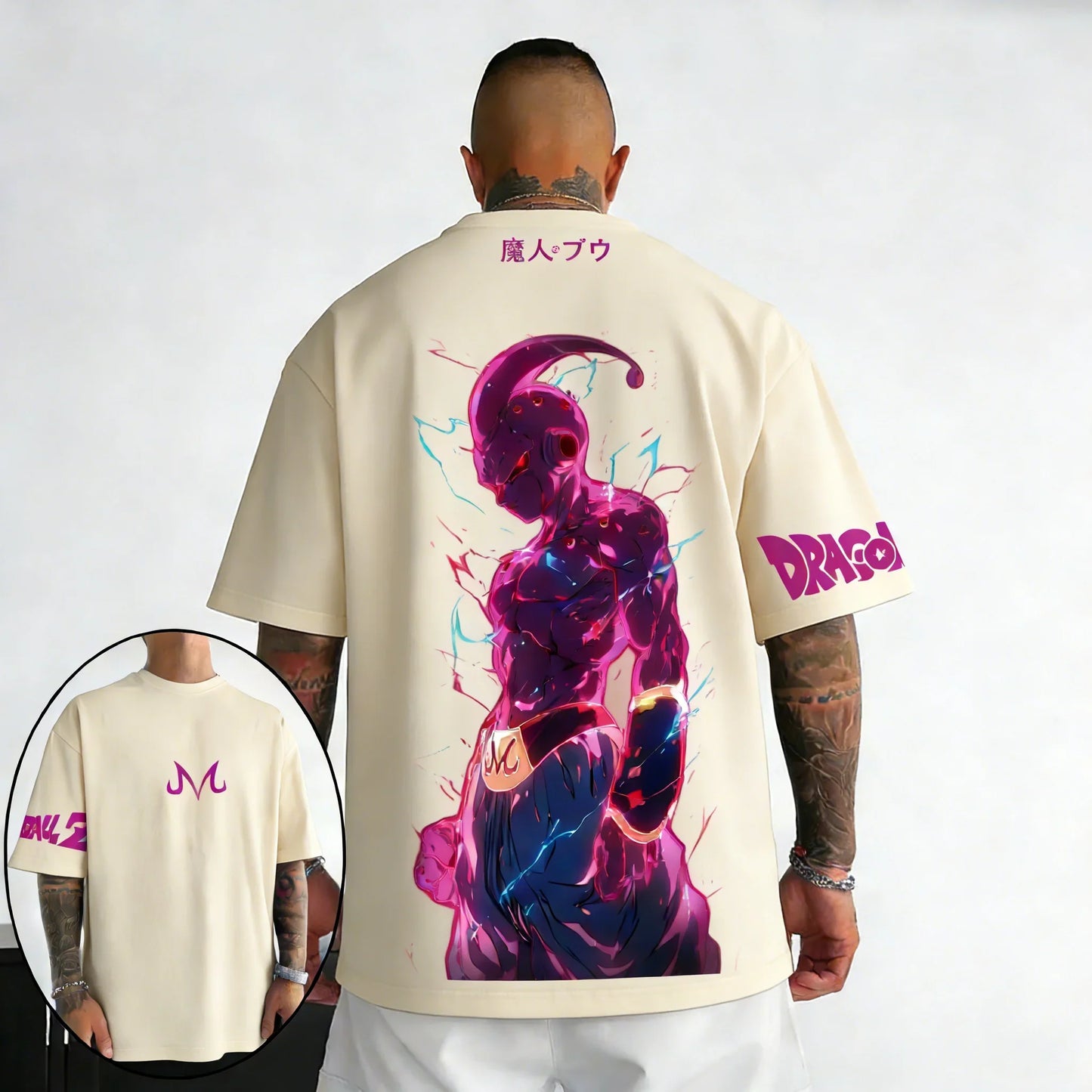 T-shirt Summer New Majin Buu Creative Printed Men's Harajuku Large Loose Casual Parent Child Top