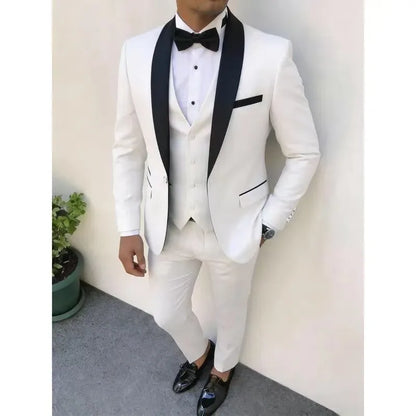 3pcs Men'S Slim Fit Groomsmen Suit | Purple Jacket, Vest, Pants with Non-Stretch Fabric and Color Block Pattern
