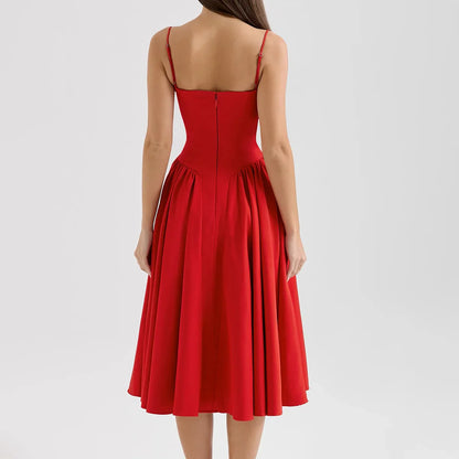 Summer Party Dresses 2025 New Arrivals Fit and Flare Elegant Midi Dress Red Night Date Dress