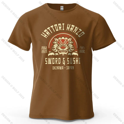 Samurai Warrior Printed Men's T-Shirt 100% Cotton Oversized Cultural Art Graphic Tees for Women Tops Tees Casual Streetwear