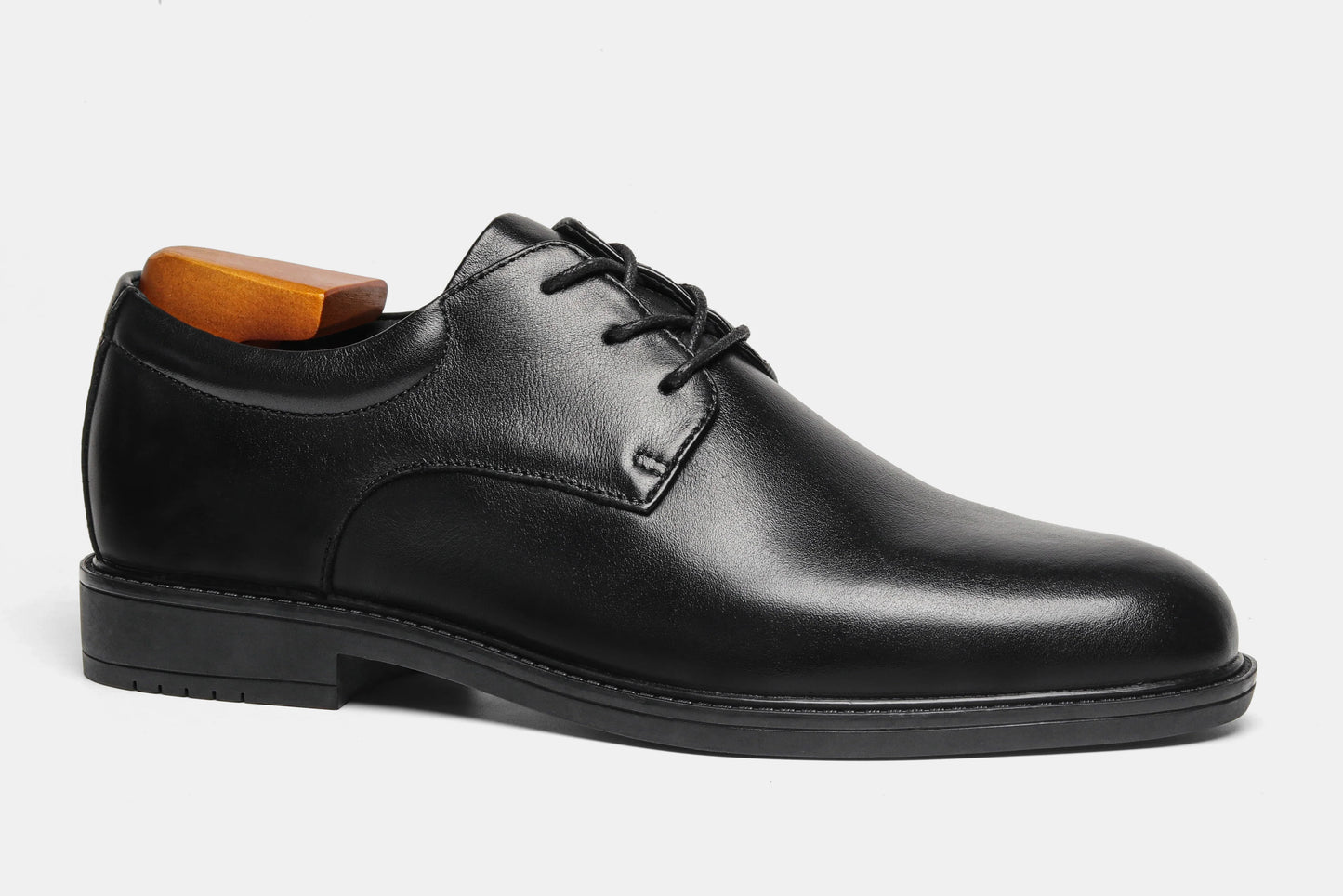 Men's Black Formal Dress Shoes Genuine Cow Leather Derby Shoes Pigskin Lined Ultra Soft Rubber Sole Formal Footwear