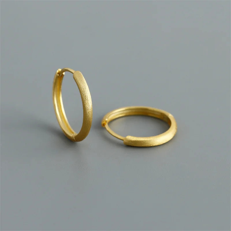 925 Sterling Silver Minimalist Matte Gothic Unisex Huggies Ear Hoop Earrings for Women Men Piercing Ear Buckle Jewelry