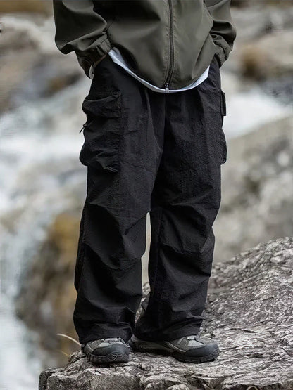 2026 Spring Summer Baggy Cargo Hiking Pants Men Waterproof Casual Sport Jogging Parachute Pants Outdoor Wide Leg Trousers