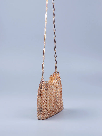 Popular metal sequins with large capacity mobile phone crossbody chain bag DIY handmade bag for women's fashion trend