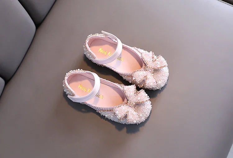 Children Princess Shoes Glitter Party Wedding Shoes for Girls Fashion Rhinestone Toddlers Ballet Flats Causal Kids Leather Shoes