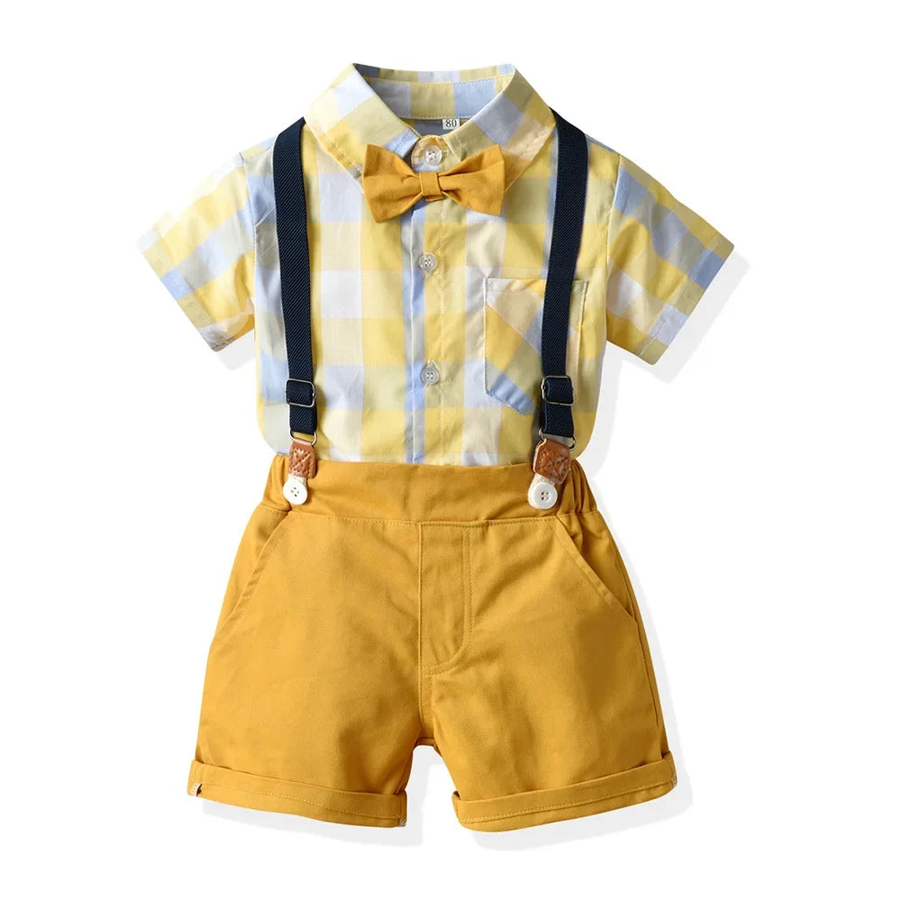 Kids Boys Formal Birthday Outfit Suit Toddler Gentleman Wedding White Shirt 1-7 Years Baby Pants Boys Ceremony Outfits
