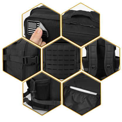 25L Tactical Backpack Outdoor Bag Fitness Backpack MOLLE Backpack Women's/Men's Hiking Survival Backpack Men's Dual Cup Holder