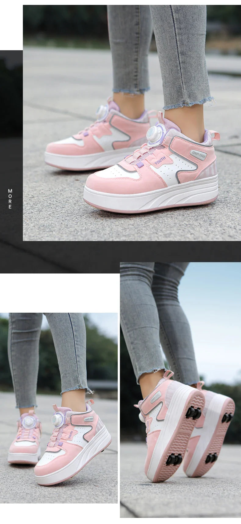 Students children's shoes four wheel light shoes Boys invisible roller shoes large size outdoor sports walking shoes women