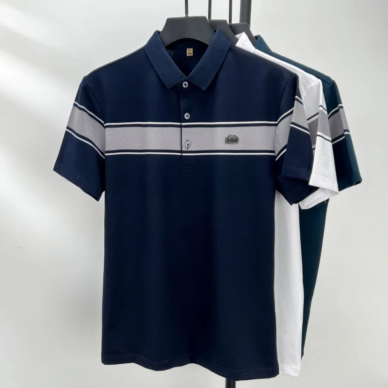 Summer best-selling high-end brand exquisite embroidery men's short sleeve POLO shirts breathable cotton casual business T-shirt
