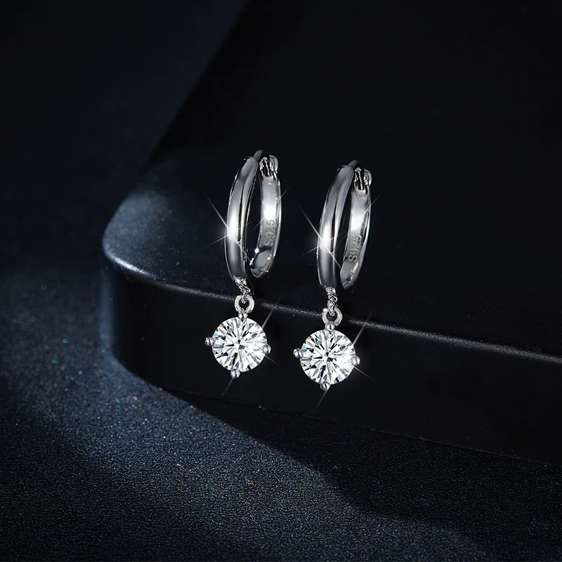100% Real 0.5 Carat 5mm D Color Moissanite Diamond Drop Earrings Women’s S925 Silver Plated 18K Yellow Gold Tassel Earring