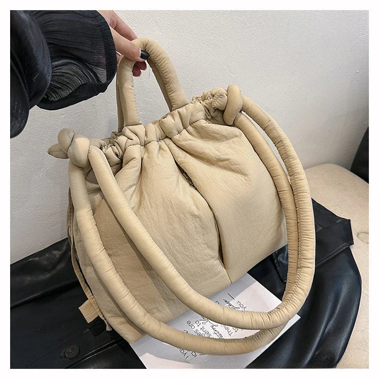 Women's Casual Single-shoulder Bag Large Capacity Nylon Backpack Women's Down Cotton Winter Tote Bag Portable Makeup Handbag
