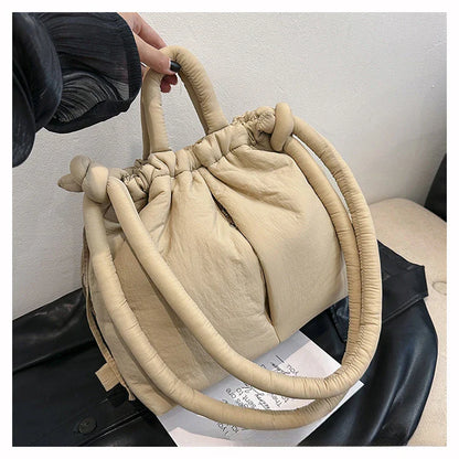Women's Casual Single-shoulder Bag Large Capacity Nylon Backpack Women's Down Cotton Winter Tote Bag Portable Makeup Handbag