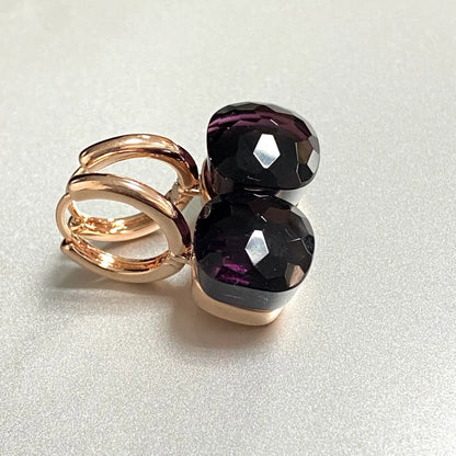 Classic Earrings For Women Amethyst Crystal Earrings Copper With Gold Plated Square Candy Colors Earrings Fashion Jewelry